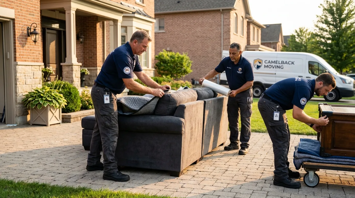 Large estate moving crew wrapping furniture in Marysville, OH