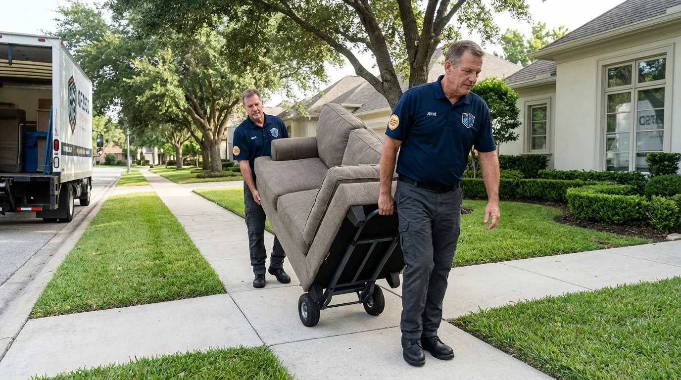 Local residential moving crew loading furniture in Marysville, OH